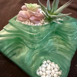Green Resin Succulent Planter